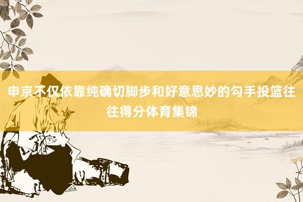 申京不仅依靠纯确切脚步和好意思妙的勾手投篮往往得分体育集锦