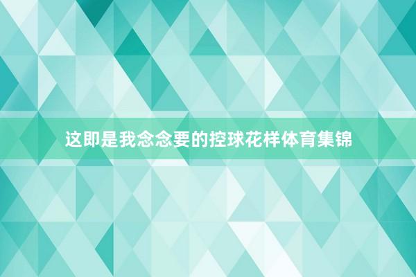 这即是我念念要的控球花样体育集锦