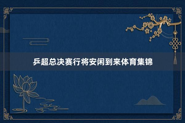 乒超总决赛行将安闲到来体育集锦