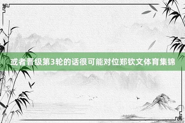 或者晋级第3轮的话很可能对位郑钦文体育集锦