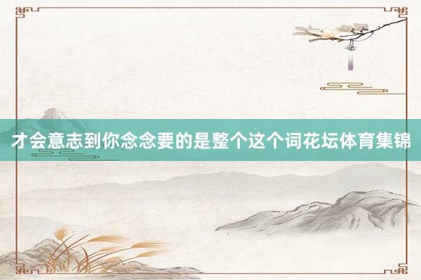 才会意志到你念念要的是整个这个词花坛体育集锦