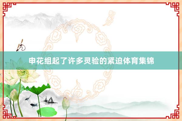 申花组起了许多灵验的紧迫体育集锦
