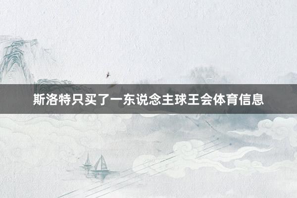 斯洛特只买了一东说念主球王会体育信息