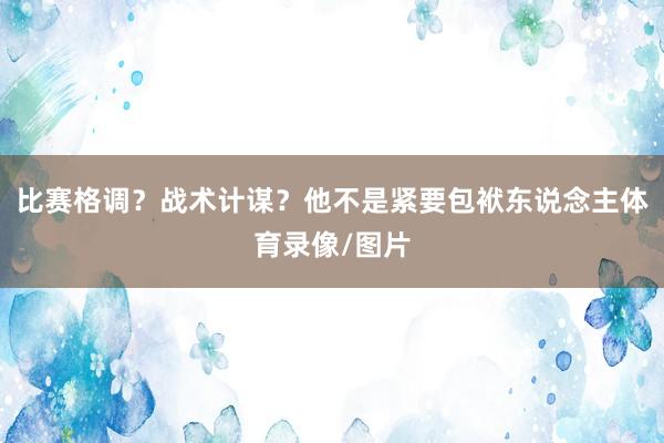 比赛格调？战术计谋？他不是紧要包袱东说念主体育录像/图片