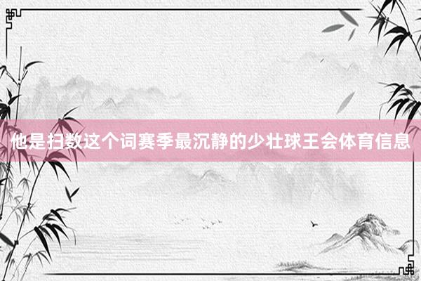他是扫数这个词赛季最沉静的少壮球王会体育信息