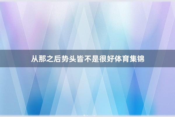从那之后势头皆不是很好体育集锦