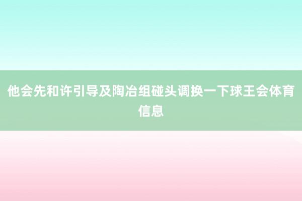 他会先和许引导及陶冶组碰头调换一下球王会体育信息